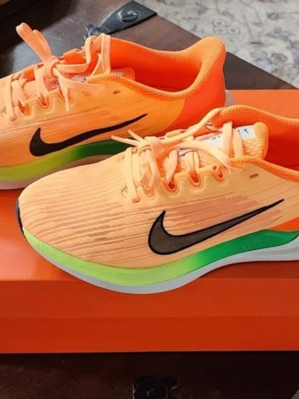 Nike Women’s Bright Orange Athletic Sneakers with Lime Accents - Picture 2 of 4